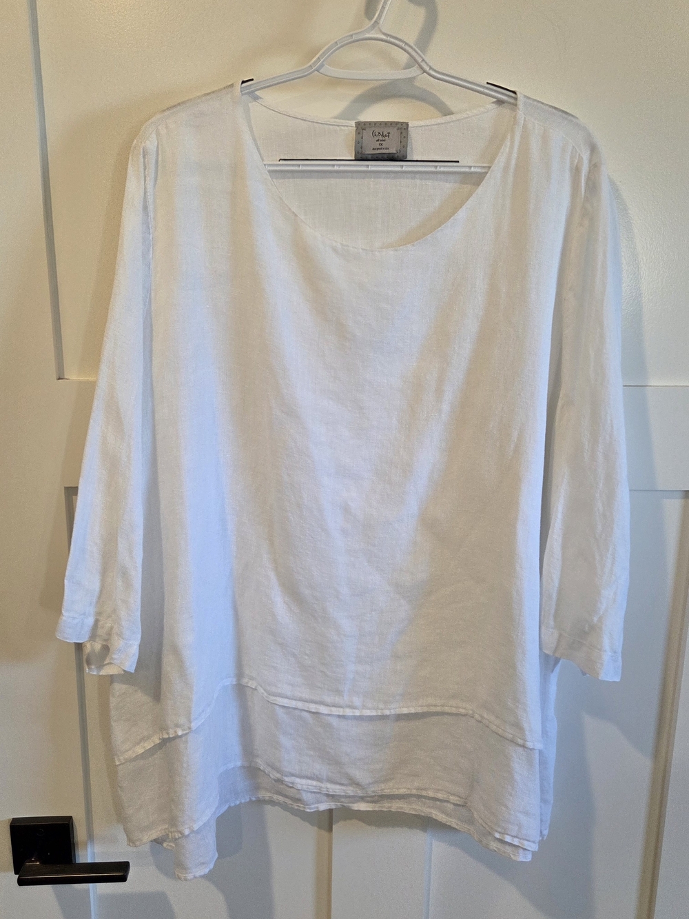 White Linen Scoop-Neck Tunic 1X